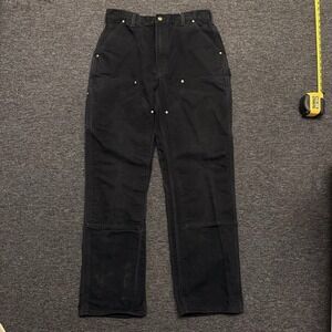Carhartt Double Knee Pants Mens 32x32 B01 BLK Loose Duck Canvas Carpenter - USA